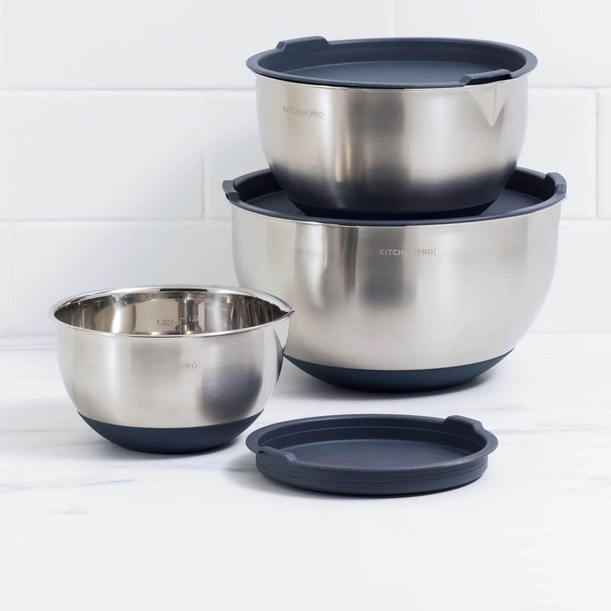 Mixwell Mixing Bowl with Lid Set 3pc Grey Kitchen Warehouse™